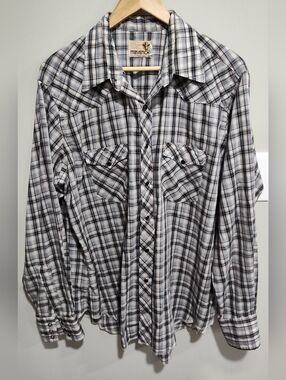 Vintage Maverick Shirt Men's XL Gray Button Up Rancher Pearl Snaps Made in USA